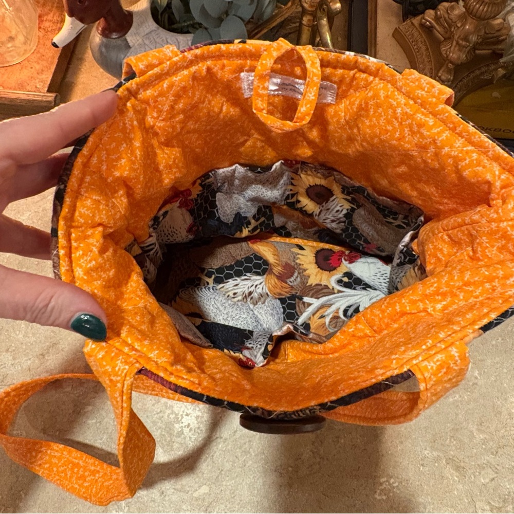 Handmade Rooster And Chicken Print Shoulder Bag - Picture 8 of 12
